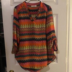 Cato Multicolor Chevron Tunic Top 🎁Bundle only🎁